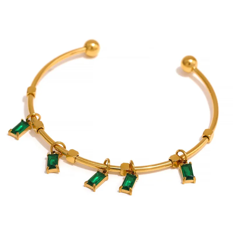 Sophisticated Bangle Bracelet with Cubic Zirconia Charms