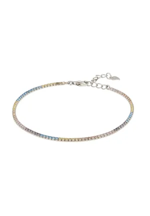 Tennis Bracelet Silver Pastel Rainbow