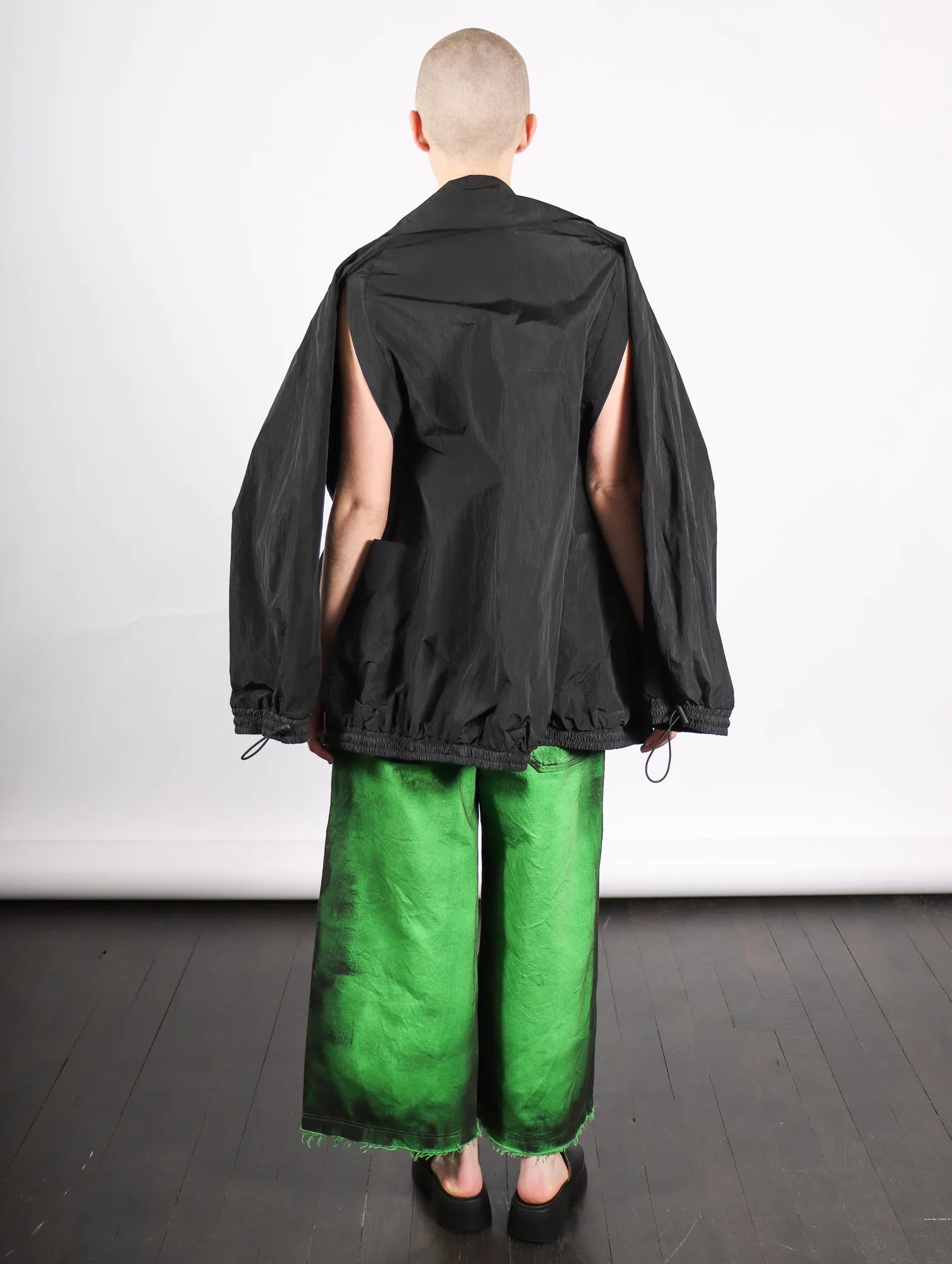 Track Jacket in Black Crinkly Nylon by Melitta Baumeister