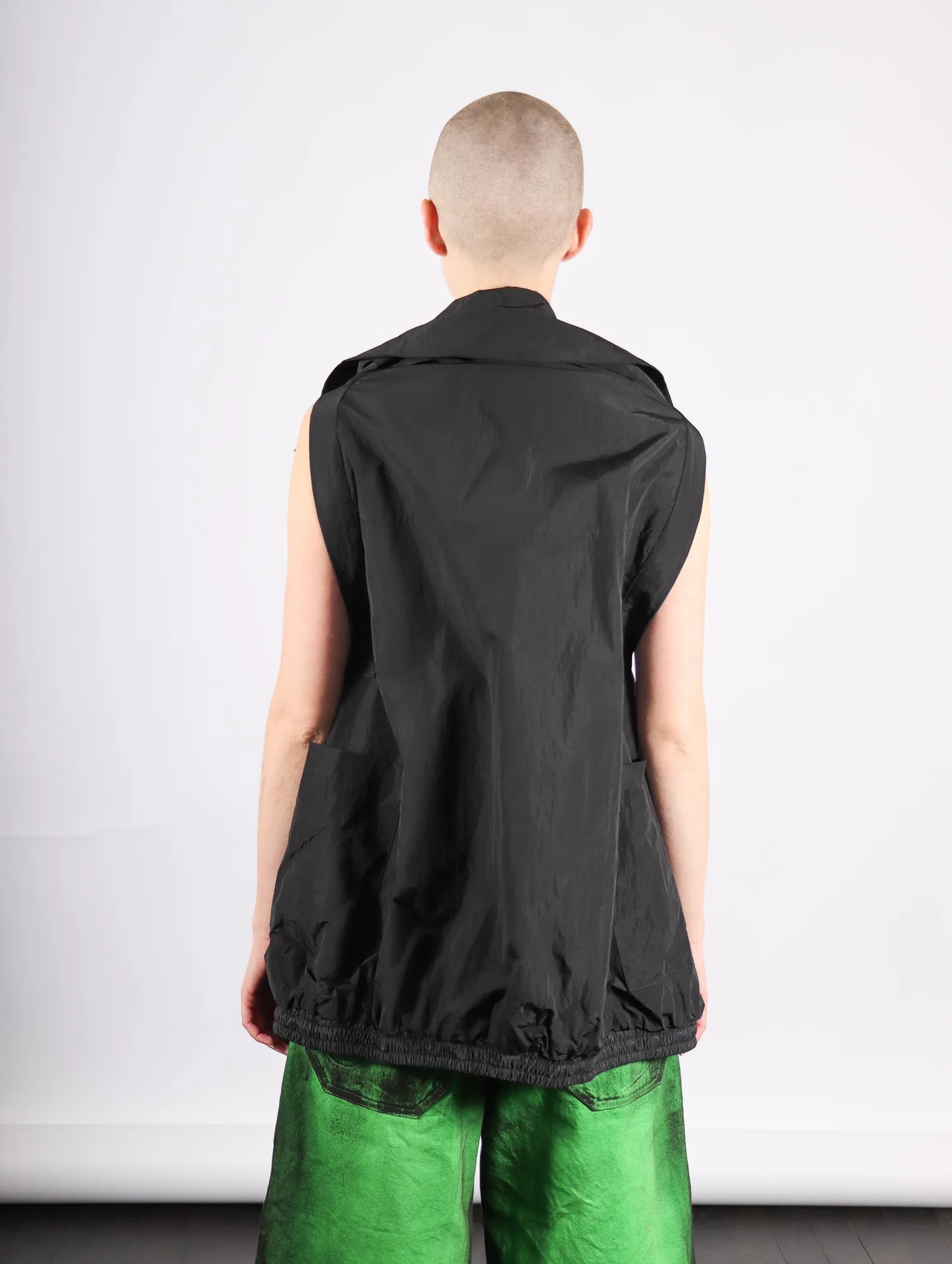 Track Jacket in Black Crinkly Nylon by Melitta Baumeister
