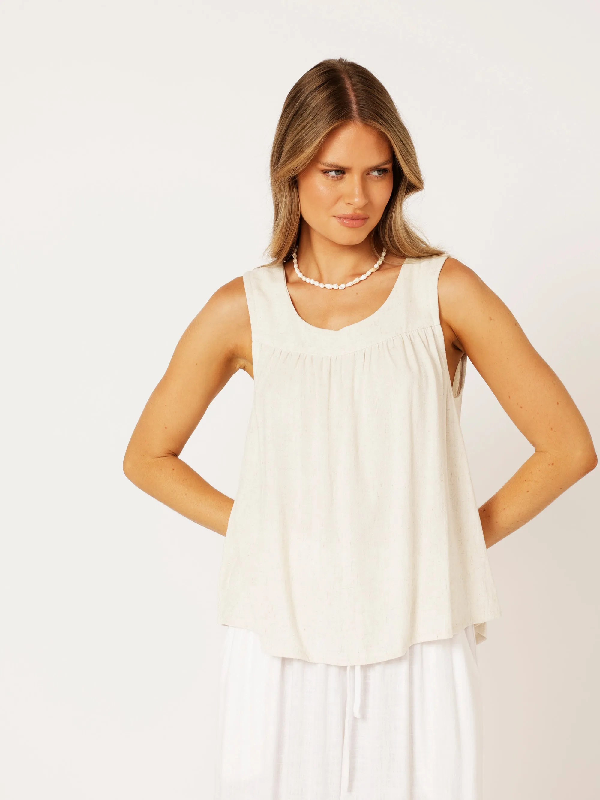 Zephyr Tank | Wheat | Viscose Linen