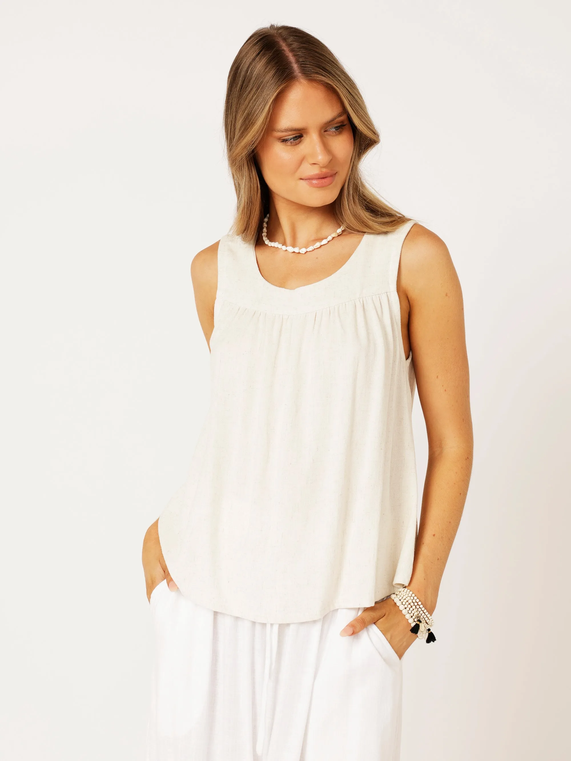 Zephyr Tank | Wheat | Viscose Linen